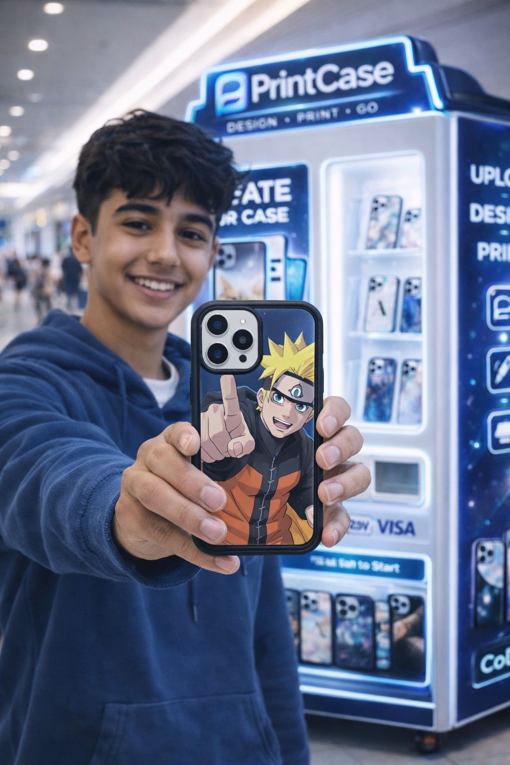 Customer with anime phone case
